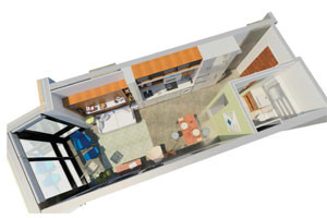 This floor plan is for a micro-unit planned for The Wharf. (Courtesy Perkins Eastman-DC)