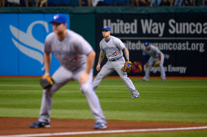 The Toronto Blue Jays employ  a shift during a 2012 game against the Tampa Bay Rays. (AP Photo/Phelan M. Ebenhack)