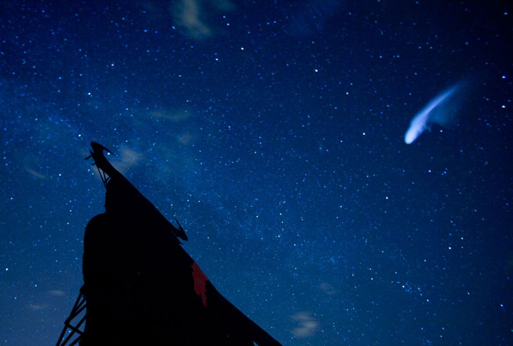 A streak appears in the sky during the annual Perseid meteor shower in Villarejo de Salvanes, central Spain, in August 2013. (AP Photo/Paul White)
