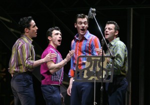 Jeff Leibow, first from the right, performs in "Jersey Boys," Las Vegas. (Courtesy of Jeff Leibow) 