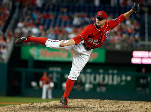 A lot more weight will rest on the right arm of Drew Storen following the departures of Tyler Clippard and Rafael Soriano. (AP Photo/Alex Brandon)