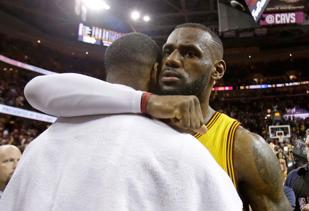 LeBron's legend grows -- and sympathy for the Warriors diminishes -- with each fallen teammate. (AP Photo/Tony Dejak)
