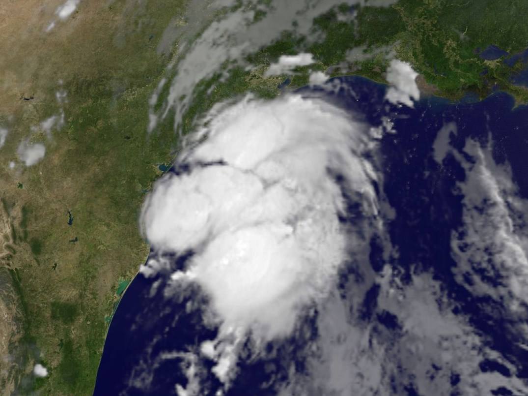 This satellite image shows Tropical Storm Bill as it approached the eastern Texas coast.  (NBC Washington)