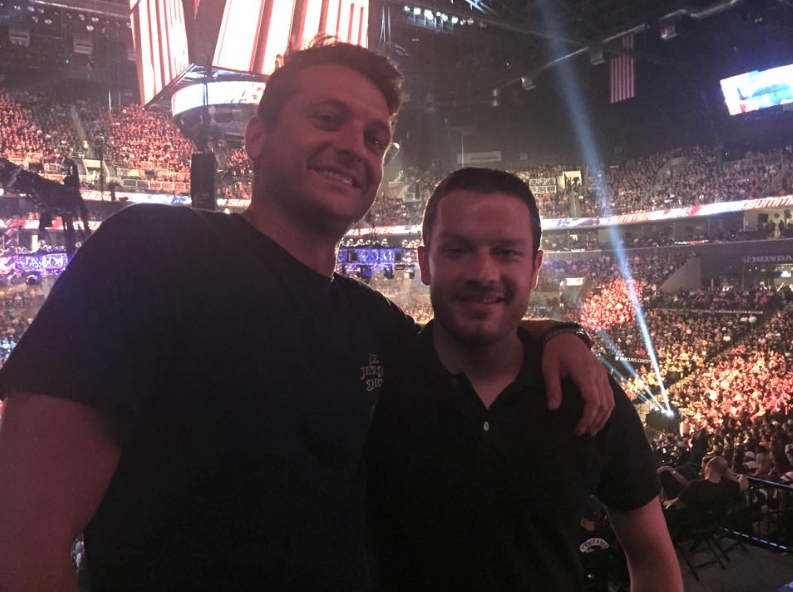 WTOP's Chris Cichon and Jason Fraley enjoy SummerSlam at the Barclays Center in Brooklyn, New York. (WTOP/Chris Cichon)