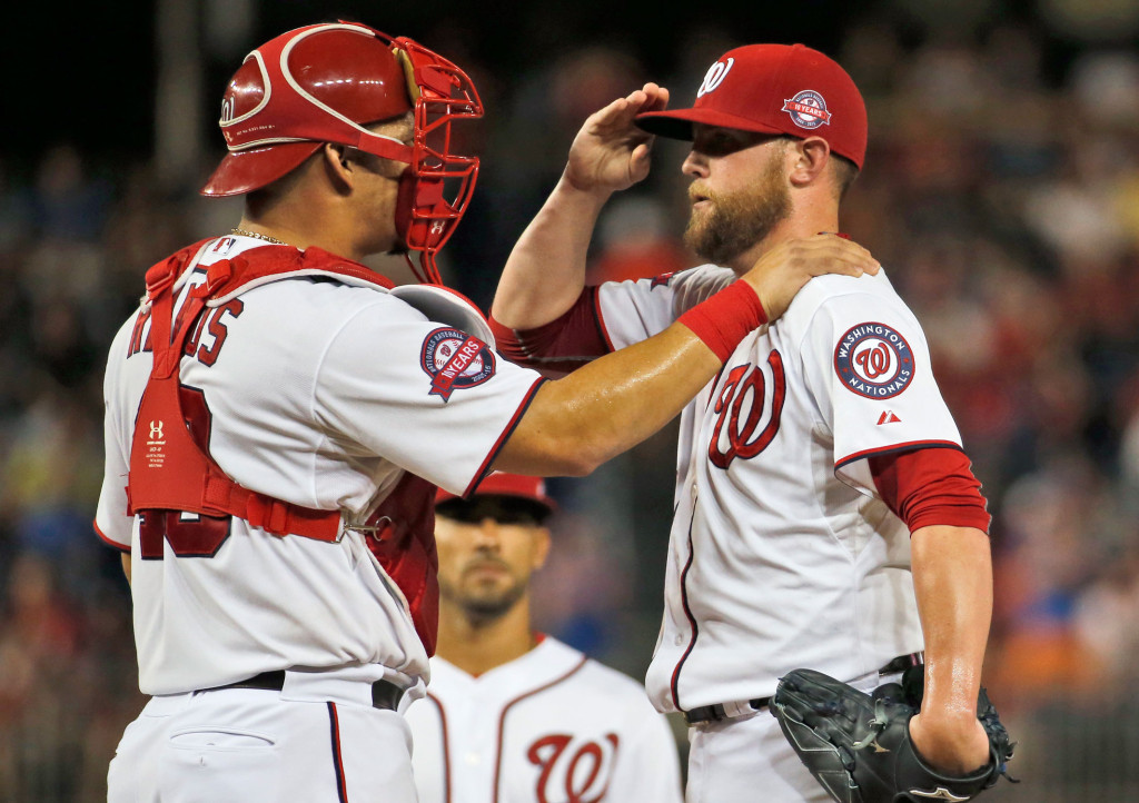 Drew Storen walked three batters for the first time ever Tuesday night. (AP Photo/Alex Brandon)