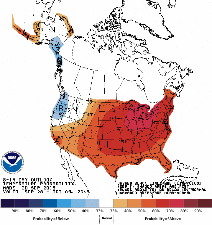 Here's the outlook for the next few days. (Courtesy NOAA)