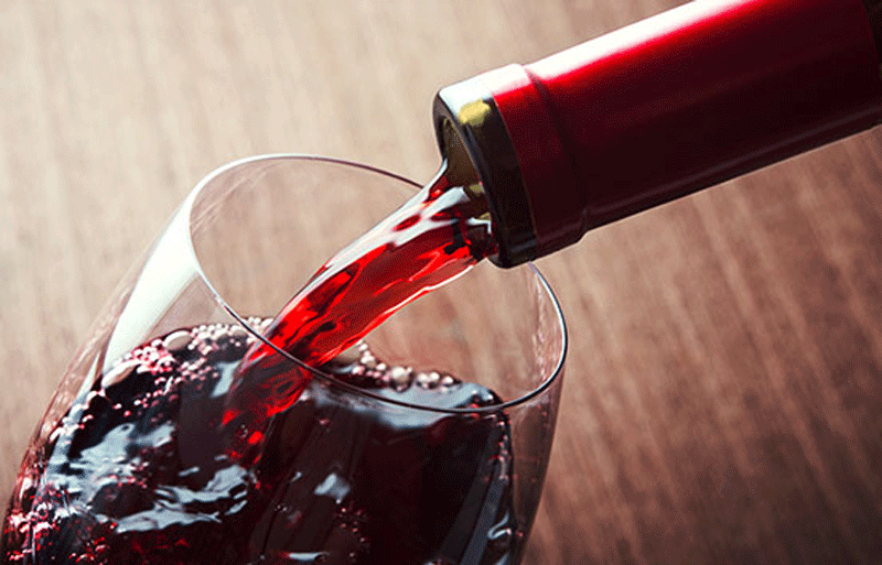 wine bottle pouring red