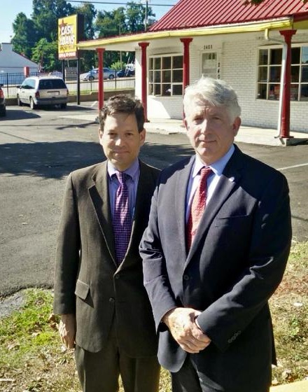 Va. senator-elect Scott Surovell and Attorney General Mark Herring want operations to change at companies such as Loan Max, in the Alexandria portion of Fairfax County. (Courtesy Megan Howard)