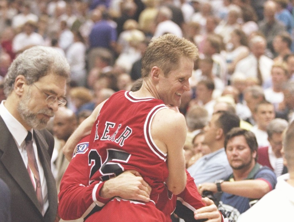Kerr won three of his five titles as a player under Phil Jackson.  (Getty Images/Brian Bahr)
