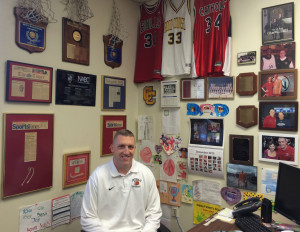 Howes in his office inside the DuFour Center on campus. (WTOP/Noah Frank)