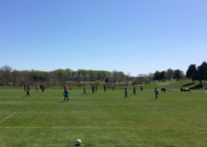 The Spirit practice at the Maryland SoccerPlex just outside Germantown. (WTOP/Noah Frank)