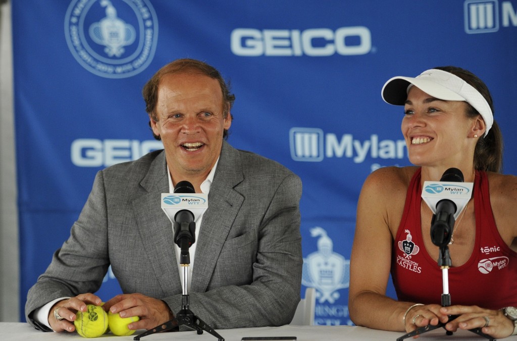 Martina Hingis, who has had a career rebirth as a doubles champion, returns to the Kastles this season. (AP Photo/Nick Wass)