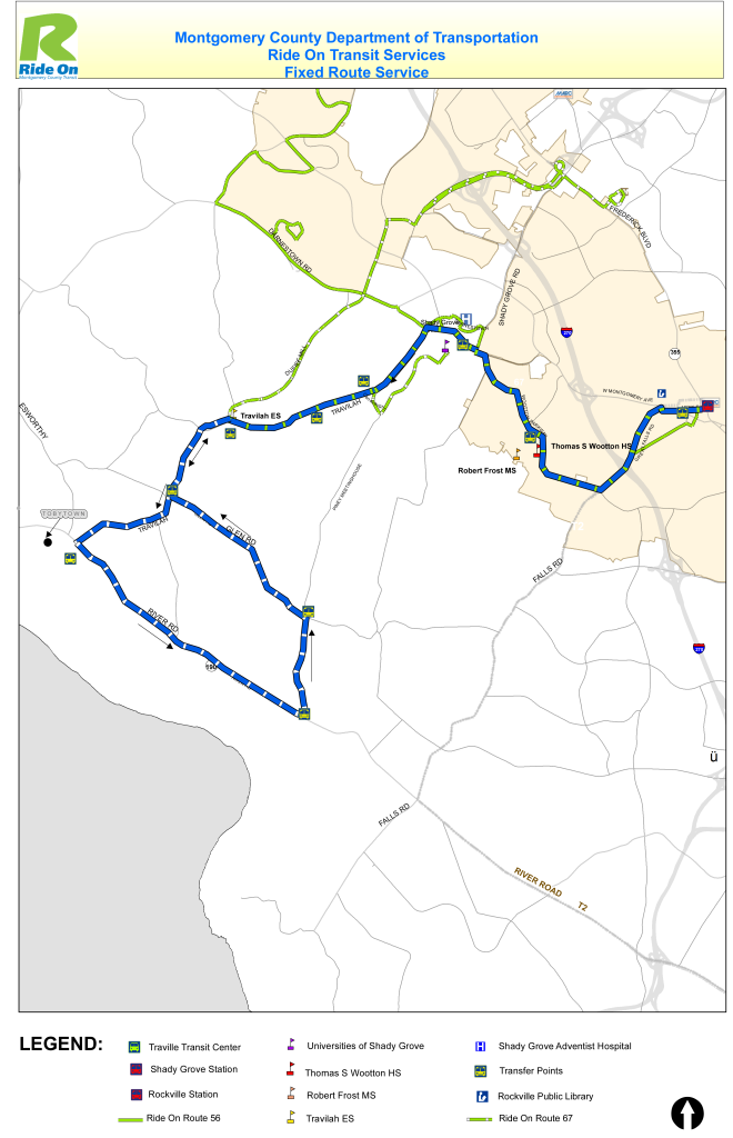 This is the original Ride On bus route that was proposed for Tobytown, a historic neighborhood in Potomac, Md.  Residents have said they wanted a bus route that did not require having to stand and wait along the busy River Road. This route includes a loop along River Road. (Courtesy Montgomery County Department of Transportation)