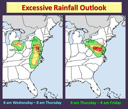 Heavy rain is possible from Wednesday through early Friday morning. (Courtesy National Weather Service)