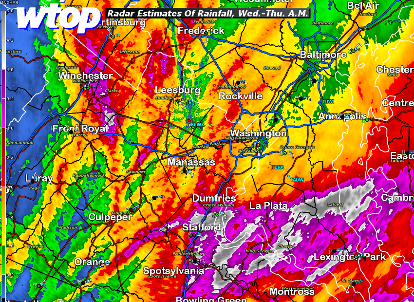 Flash flooding risk diminishes in DC area; more rain on