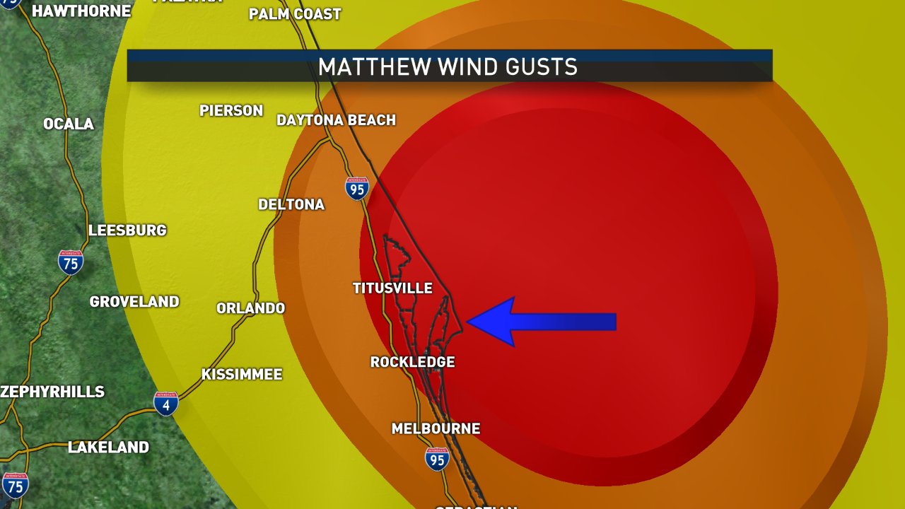 Winds could be over 100 mph for the area shaded in red. (NBC Washington)