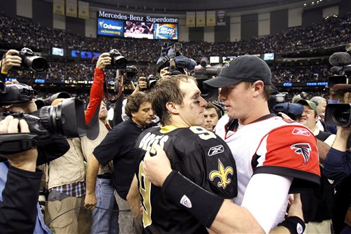 Brees sets passing mark, Saints top Falcons 45-16