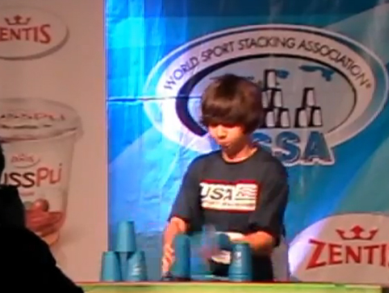 Local boy becomes world cup-stacking champ (VIDEO)