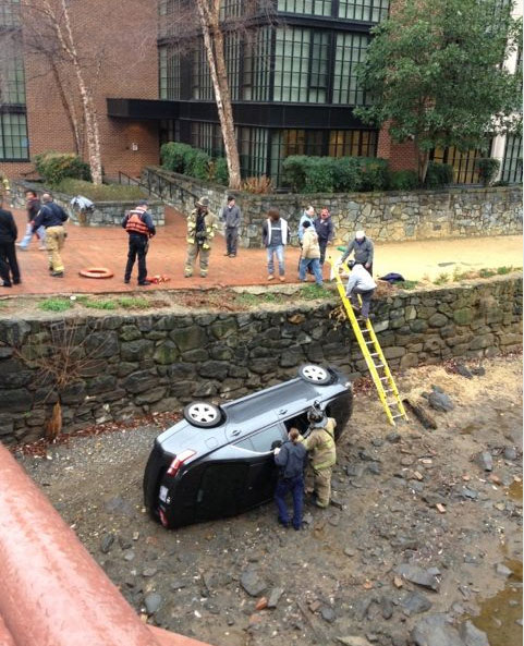 Driver alert after car lands in C&O Canal