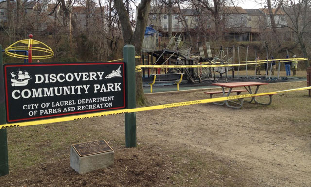 Another fire damages playground at Laurel park