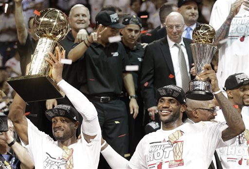 Udonis Haslem with the NBA Championship Trophy Game 7 of the 2013