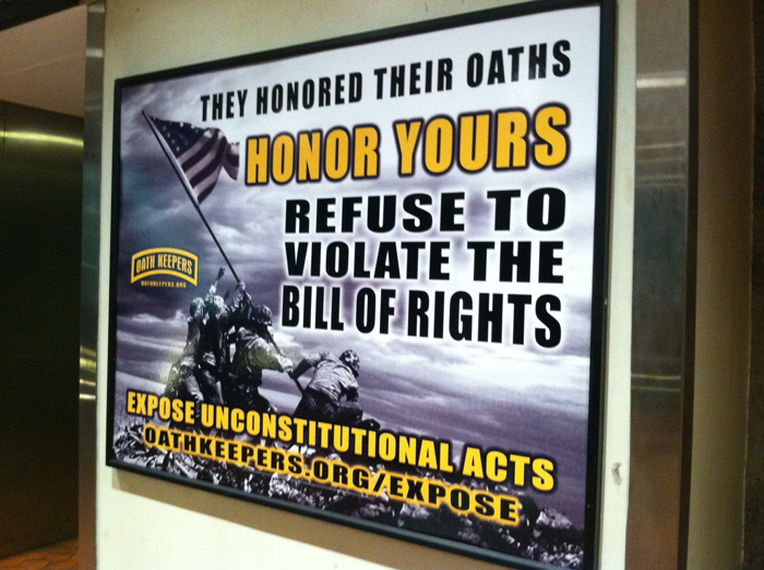 Pro-Snowden recruiting billboard at Pentagon Metro stop (Video)