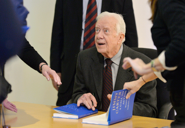 Former President Jimmy Carter discusses Middle East peace efforts
