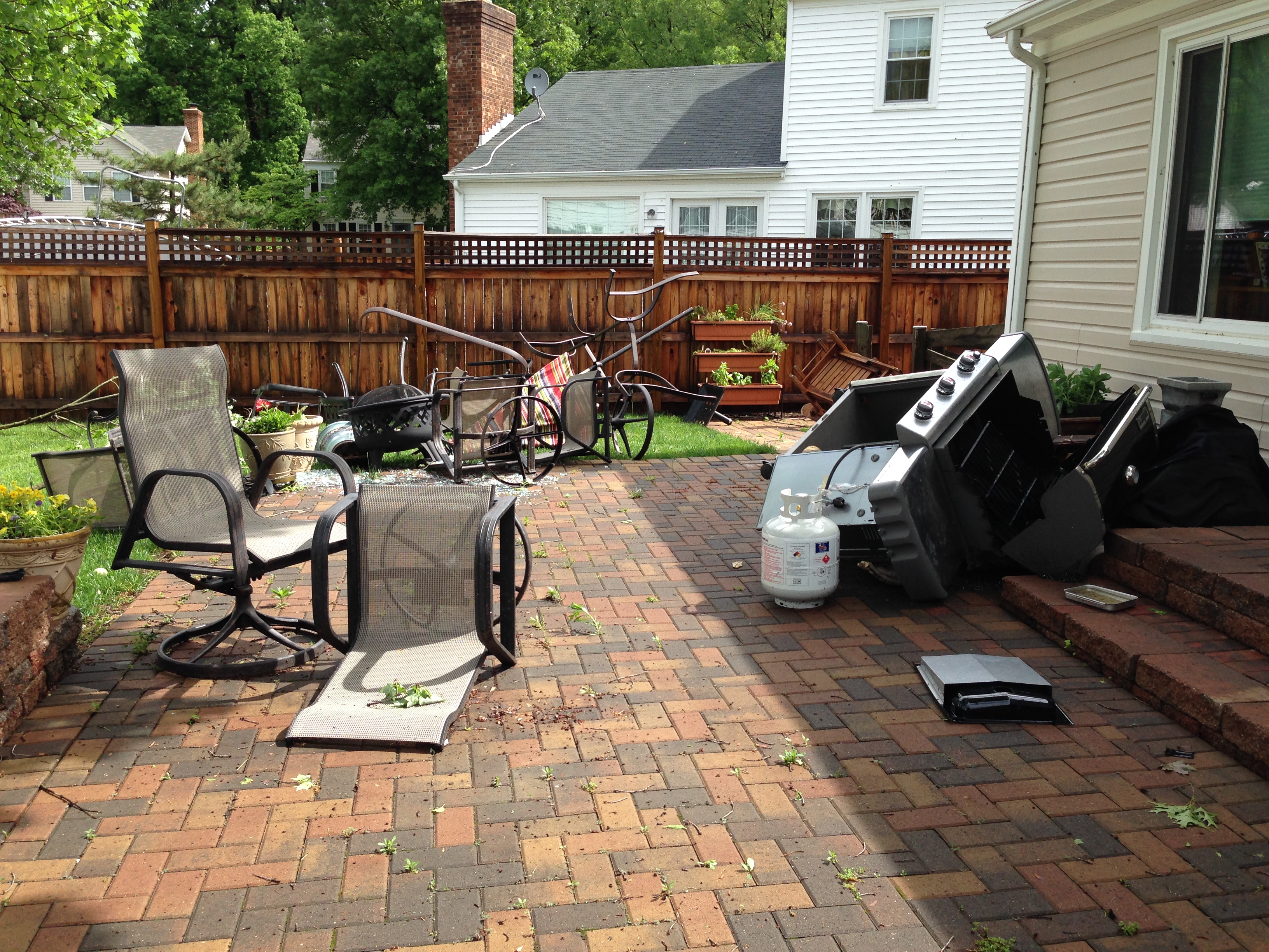 Possible mesovortex damages Lorton family’s yard