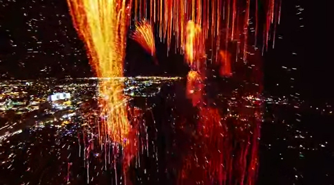 VIDEO: Man flies a drone through the middle of fireworks