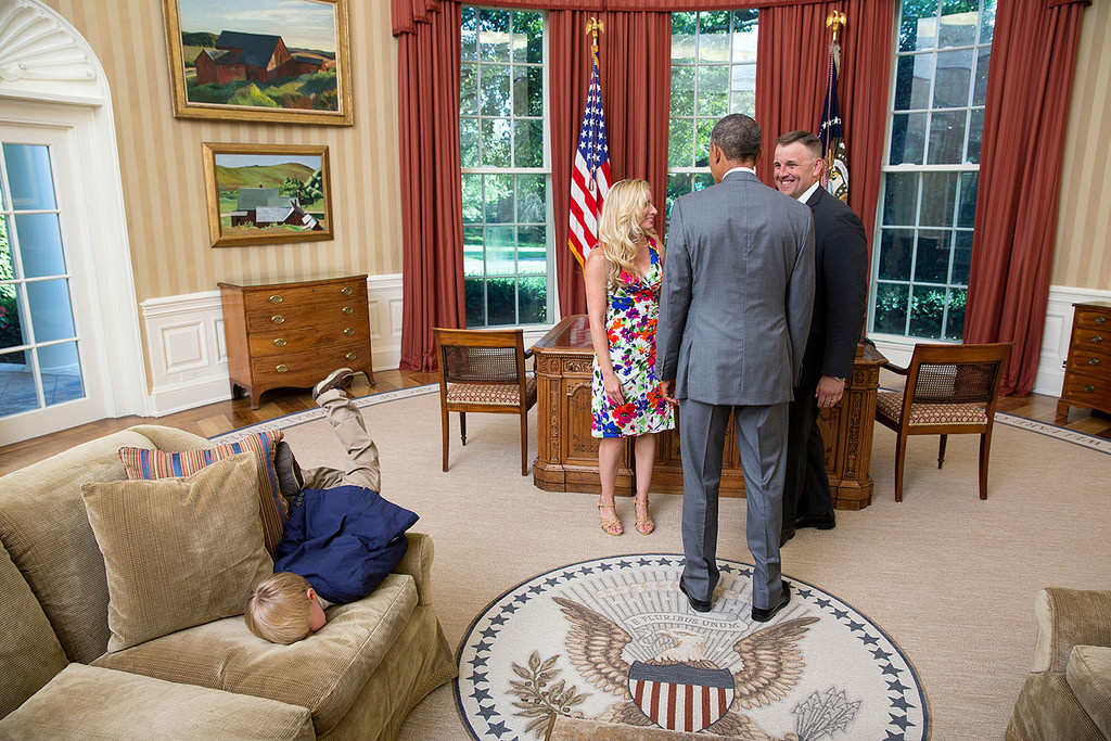Viral photo: Bored kid face-plants Oval Office sofa