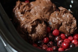 This Feb. 1, 2016 photo shows Chocolate Cherry Slow Cooker Pudding Cake in Concord, N.H. This chocolate cake combines the best attributes of brownies and pudding. The result is tender and cakey, but also richly moist and even gooey. (AP Photo/Matthew Mead)