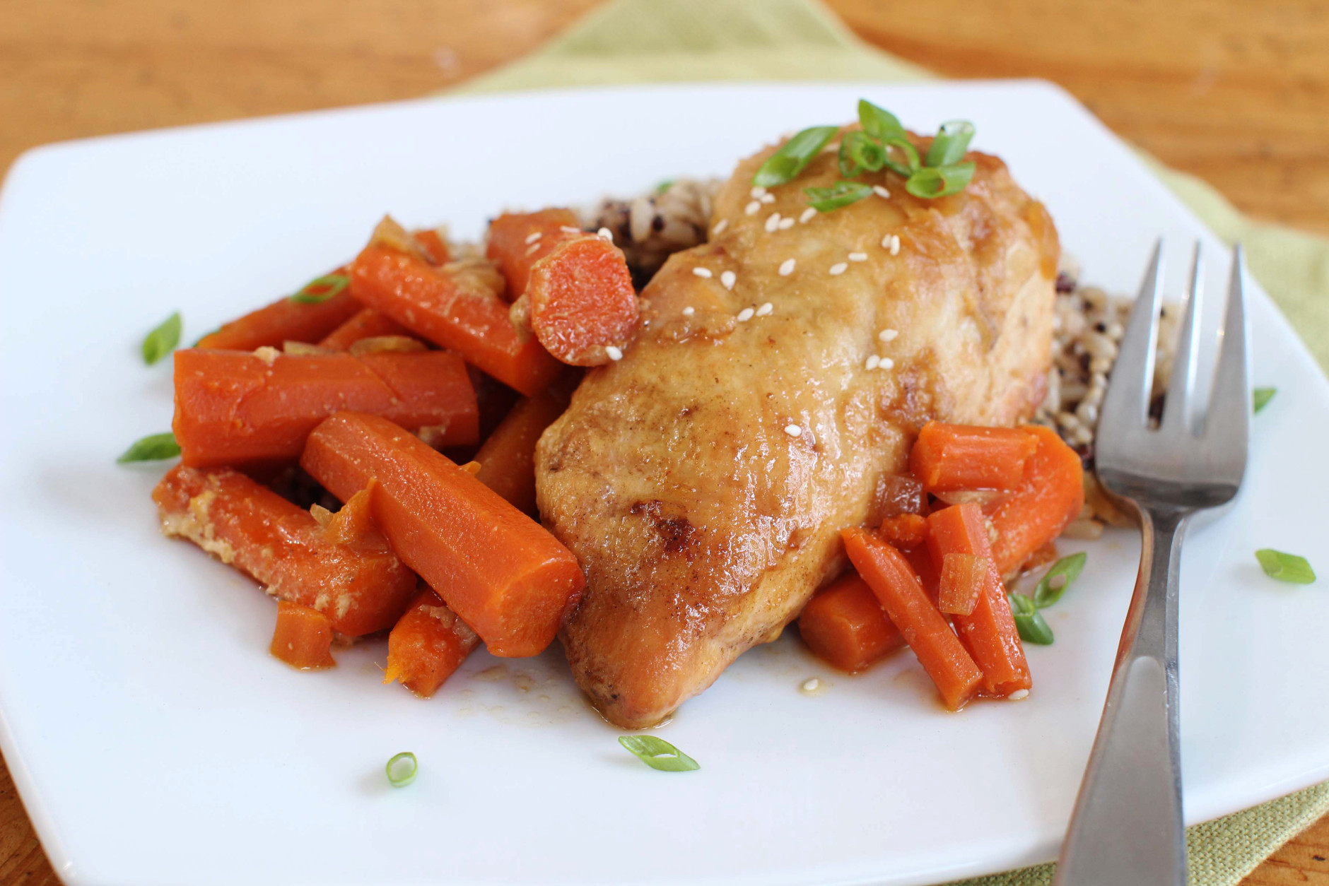 This Feb. 1, 2016 photo shows slow cooker chicken teriyaki with carrots in Concord, N.H. This incredibly versatile and delicious teriyaki sauce recipe can be used on whatever protein at hand: chicken, steak, pork or salmon. (AP Photo/Matthew Mead)