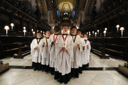 St Pauls Choristers rehearse in the cathedral in London, Monday, Dec. 22, 2014,  preparing for their busiest days of the year. (AP Photo/Kirsty Wigglesworth)