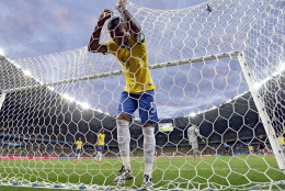 FOR USE AS DESIRED, YEAR END PHOTOS - FILE - Brazil's Fernandinho reacts after Germany's Toni Kroosduring scored his side's third goal during the World Cup semifinal soccer match between Brazil and Germany at the Mineirao Stadium in Belo Horizonte, Brazil, Tuesday, July 8, 2014. (AP Photo/Natacha Pisarenko, File)
