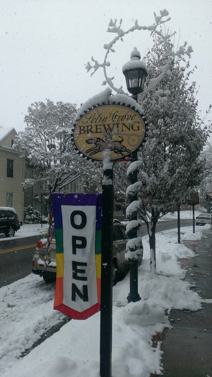 One of those stellar, non-advertising, don’t care to expand even though we could kind of breweries.  It doesn’t hurt that everything is burnished in beautifully white snow. (Courtesy Rob Fink) 