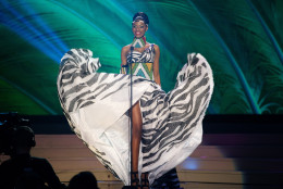 Miss South Africa, Ziphozakhe Zokufa, poses for the judges, during the national costume show during the 63rd annual Miss Universe Competition in Miami, Fla., Wednesday, Jan. 21, 2015. (AP Photo/J Pat Carter)