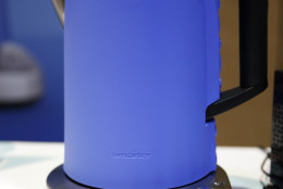 The Smarter iKettle is on display at CES Unveiled, a media preview event for CES International, Sunday, Jan. 4, 2015, in Las Vegas. The kettle can be controlled by a smartphone or tablet. (AP Photo/John Locher)