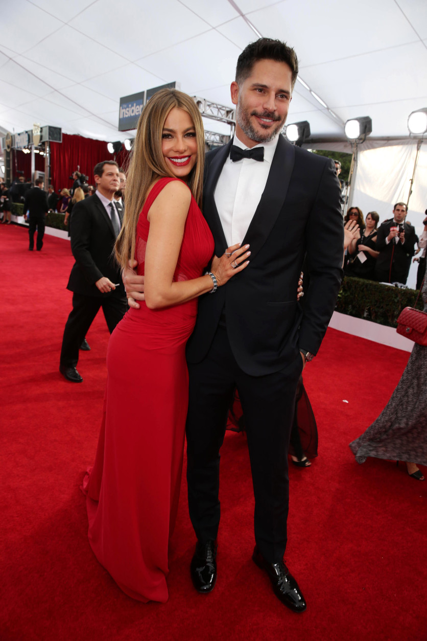 Sofia Vergara and Joe Manganiello seen at the Red Carpet Arrivals For The 21st Annual SAG Awards held at the Shrine Auditorium on Sunday, Jan. 25, 2015, in Los Angeles. (Photo by Eric Charbonneau/Invision for People Magazine]/AP Images)
