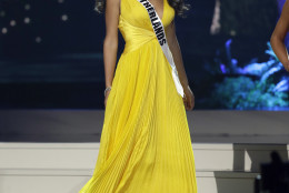 Miss Netherlands Yasmin Verheijen poses during the Miss Universe pageant in Miami, Sunday, Jan. 25, 2015. (AP Photo/Wilfredo Lee)