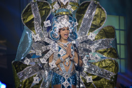 Miss Sir Lanka, Marianne Page, poses for the judges, during the national costume show during the 63rd annual Miss Universe Competition in Miami, Fla., Wednesday, Jan. 21, 2015. (AP Photo/J Pat Carter)