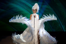 Miss Finland, Bea Toivonen, poses for the judges, during the national costume show during the 63rd annual Miss Universe Competition in Miami, Fla., Wednesday, Jan. 21, 2015. (AP Photo/J Pat Carter)