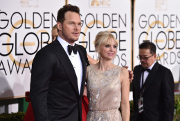 Chris Pratt, left, and Anna Faris arrive at the 72nd annual Golden Globe Awards at the Beverly Hilton Hotel on Sunday, Jan. 11, 2015, in Beverly Hills, Calif. (Photo by John Shearer/Invision/AP)