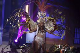 Miss Aruba, Digene Zimmerman poses for the judges, during the national costume show during the 63rd annual Miss Universe Competition in Miami, Fla., Wednesday, Jan. 21, 2015. (AP Photo/J Pat Carter)