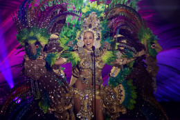 Miss Nicaragua, Marline Barberena, poses for the judges, during the national costume show during the 63rd annual Miss Universe Competition in Miami, Fla., Wednesday, Jan. 21, 2015. (AP Photo/J Pat Carter)