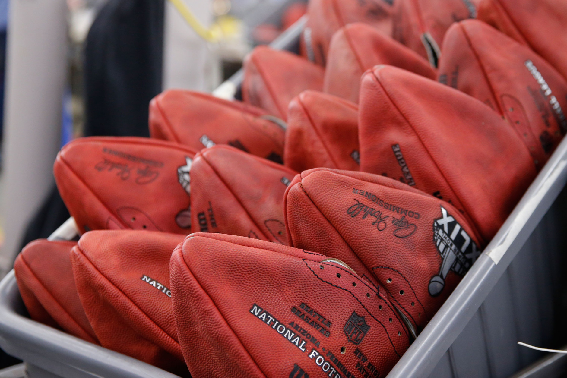 The controversy over potentially deflated footballs keeps the NFL relevant and top of mind in the two weeks between Championship Sunday and the Super Bowl. (AP Photo/Rick Osentoski)