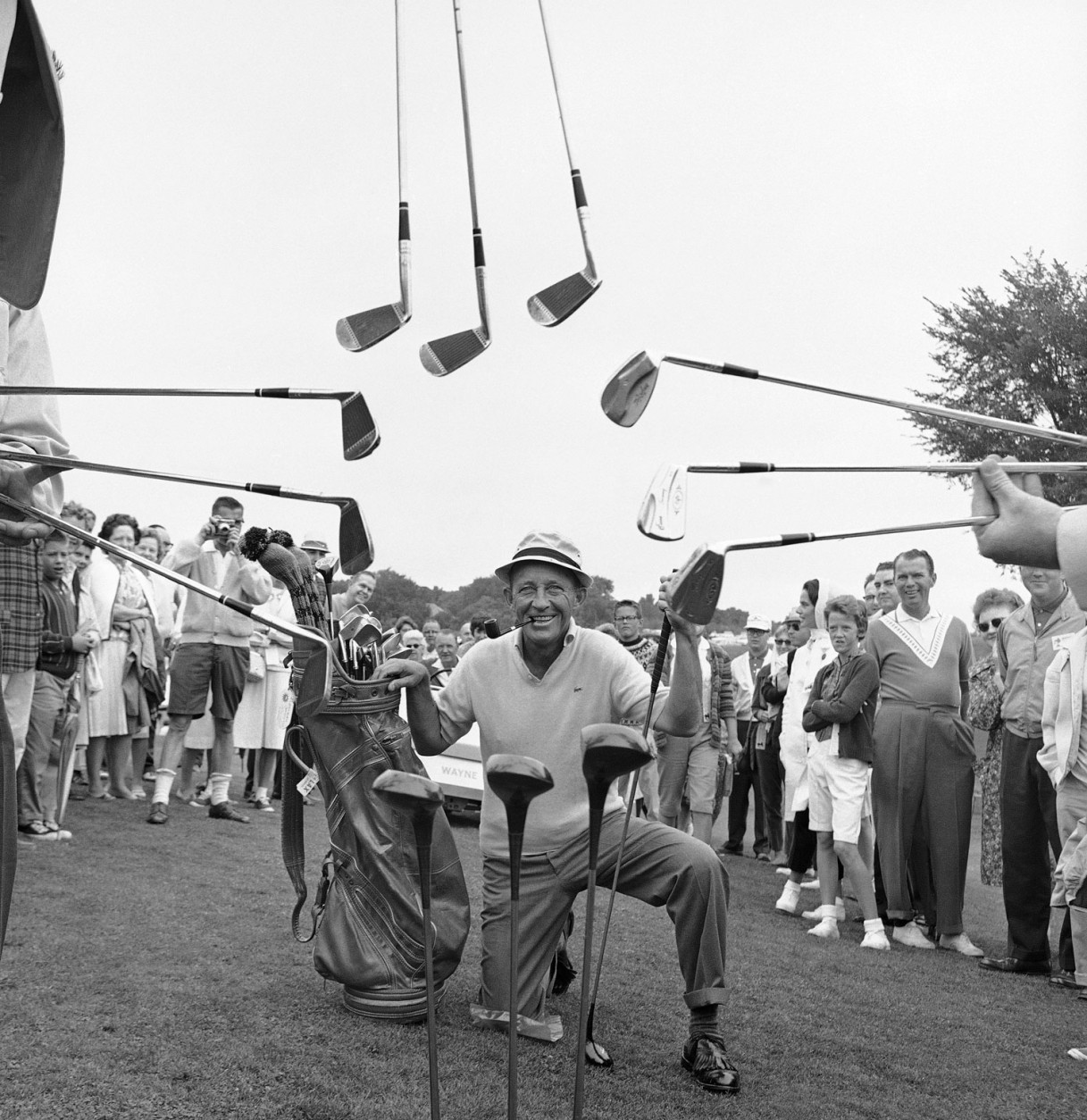 The Pebble Beach Pro-Am has a long history of bringing celebrities to the links, including Bing Crosby more than 50 years ago. (AP Photo/Gene Herrick)