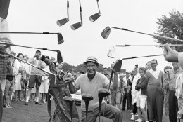 The Pebble Beach Pro-Am has a long history of bringing celebrities to the links, including Bing Crosby more than 50 years ago. (AP Photo/Gene Herrick)