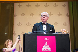 WTOP's Dave McConnell accepts his Career Achievement Award from the Radio and Television Correspondents' Association. (Courtesy RTCA)