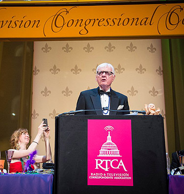 WTOP's Dave McConnell accepts his Career Achievement Award from the Radio and Television Correspondents' Association. (Courtesy RTCA)