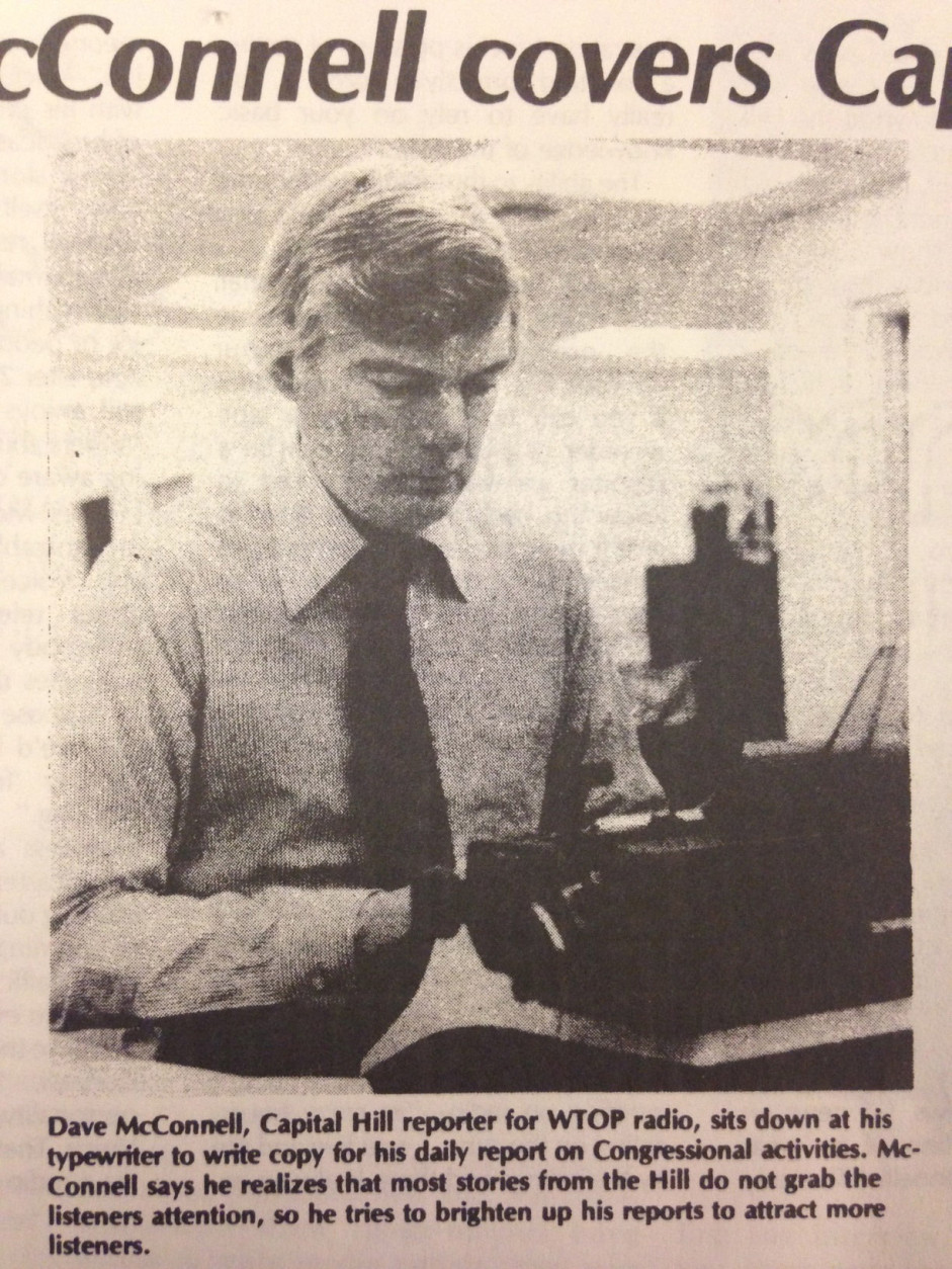 A photo of Dave McConnell that ran in a WTOP release on the Hill in 1982